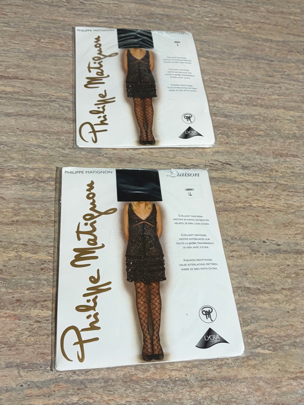 2-Philippe Matignon Black Lattice Liaison Patterned Tights Made in Italy